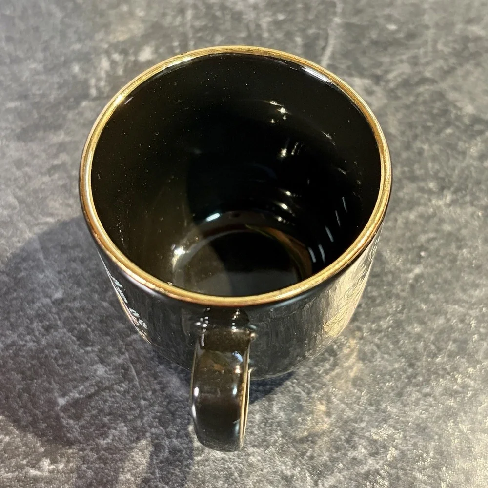 Fakiolas Black & 24K Gold Demitasse Cup and Saucer‎ Handmade In Greece EUC